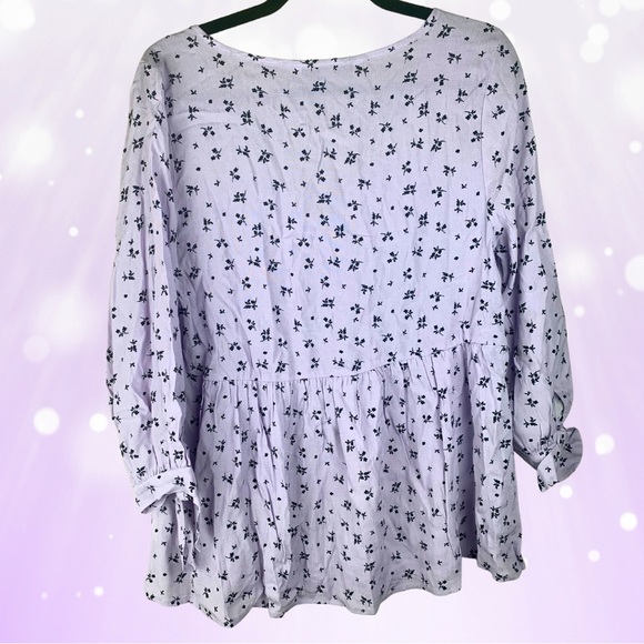 MEDIUM The Nines by HATCH Tie 3/4 Sleeve Crepe Maternity Blouse Women's Lavender - Picture 3 of 3